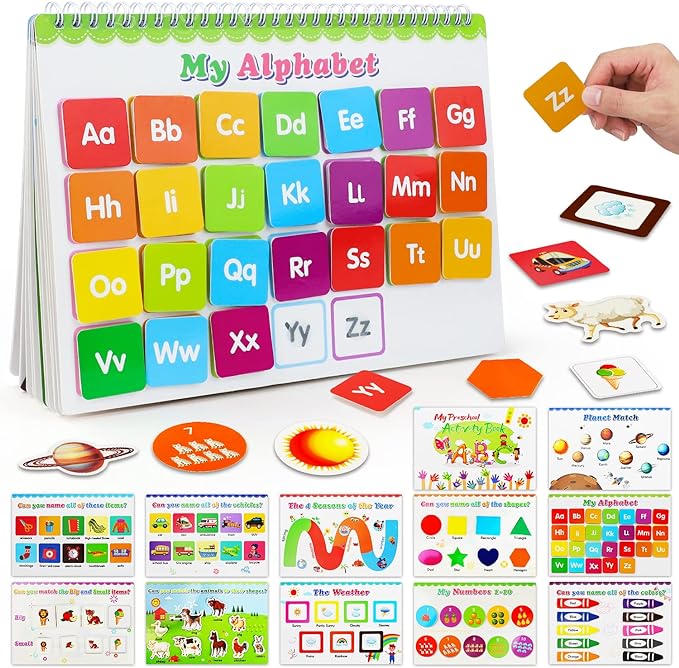 TOY Life Montessori Busy Book for Toddlers 1-3, Toddler Activity Book, ABC Quiet Books Stickers Preschool Autism Learning Materials, Kindergarten Boys Girls