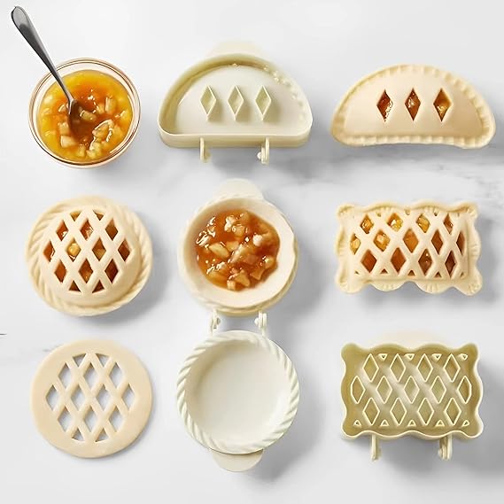 Dough Presser Pocket Pie Molds, Party Potluck Hand Apple, Pumpkin And Acorn Shapes 3-Piece (Round Mold)