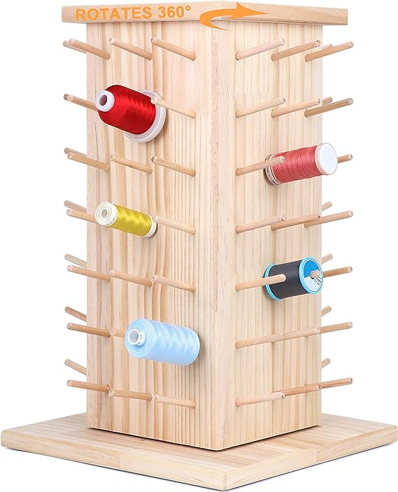 New brothread 84 Spools (DIY to be 93 Spools) 360° Fully Rotating Wooden Thread Rack/Thread Holder Organizer for Sewing, Quilting, Embroidery, Hair-braiding and Jewelry