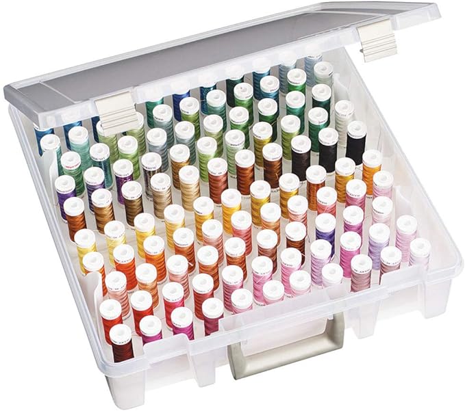 ArtBin 9002AB Super Satchel Thread Box, Portable Craft & Sewing Organizer with Tray, 1 Plastic Storage Case, Clear