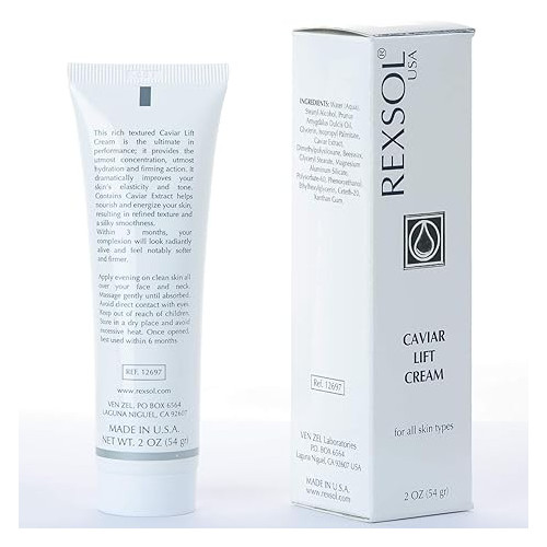 REXSOL Caviar Lift Cream Contains Prunus Amygdalus Dulcis Oil, Glycerin, Beeswax & Extract Improves your skin’s elasticity and tone Utmost hydration firming action(54 gr/2 fl oz)