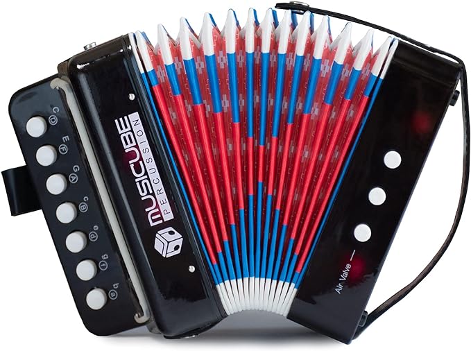 MUSICUBE Kids Accordion Instrument Toys 10 Keys Button Small Accordion for Boys & Girls Educational Musical Instrument Toys Christmas Gift Choice (BLACK)