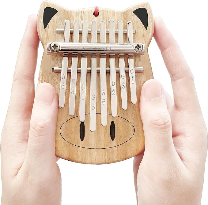 Upgrade GECKO 8 Keys Mini Kalimba, Portable Camphor Wood Thumb Piano, Natural Finger Piano Handmade Musical Instrument with Study Instruction, Gift for Kids, Adult Beginners (K8mini)