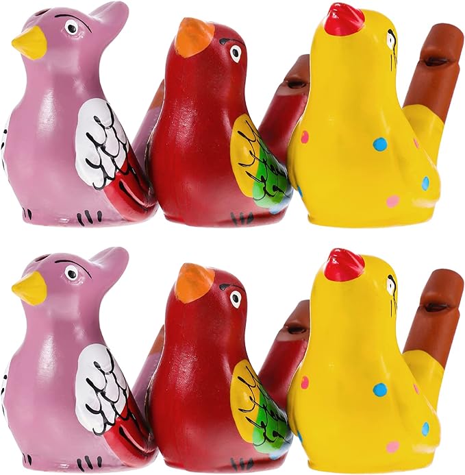NUOBESTY 6pcs Bird Whistle, Porcelain Water Whistles Ceramic Toys Noise Makers for Birthday Party Favors Gifts (Random Style)