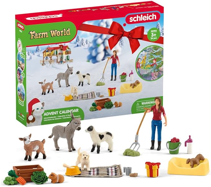 Schleich Farm World, Farm Animal Toys for Boys and Girls, Farm World Advent Calendar with 24 Surprise Toys