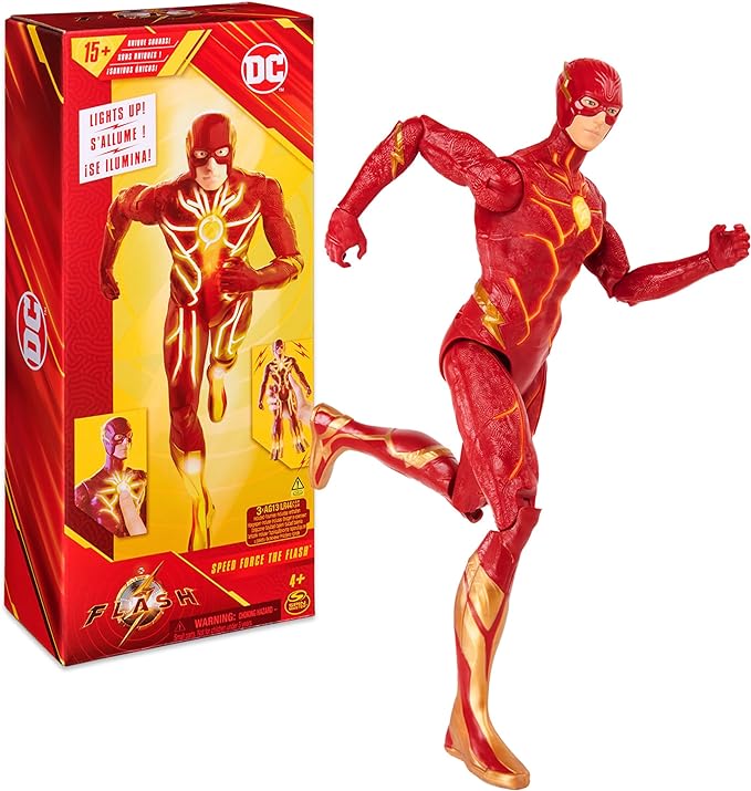 DC Comics, Speed Force The Flash Action Figure, 12-inch, Lights and 15+ Sounds, The Flash Movie Collectible, Kids Toys for Boys and Girls Ages 4+