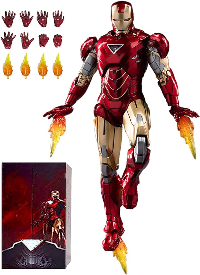 OVONNI 7 Inch Ironman MK6 Collectible Action Figure Exquisite Painting 20 Joints Movable Model (1/10 Scale)