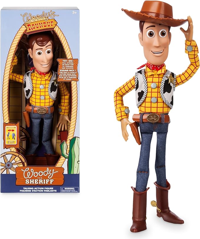 DISNEY Store Official Woody Interactive Talking Action Figure from Toy Story 4, 15 Inches, Features 10+ English Phrases, Interacts with Other Figures, Removable Hat, Ages 3+
