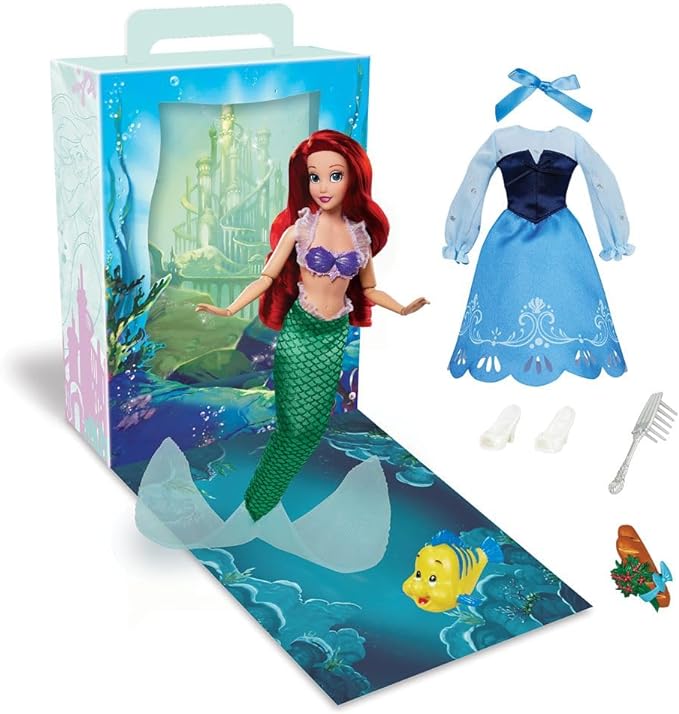 Disney Store Official Ariel Story Doll, The Little Mermaid, 11 Inch, Fully Posable Toy in Glittering Outfit - Suitable for Ages 3+ Toy Figure, Gifts for Girls, New for 2023?