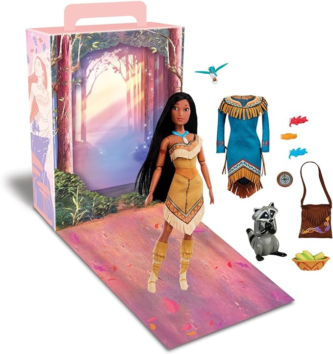 Disney Store Official Pocohontas Story Doll, Pocohontas, 11 inches, Fully Posable Toy in Glittering Outfit - Suitable for Ages 3+ Toy Figure, Gifts for Girls, New for 2023?