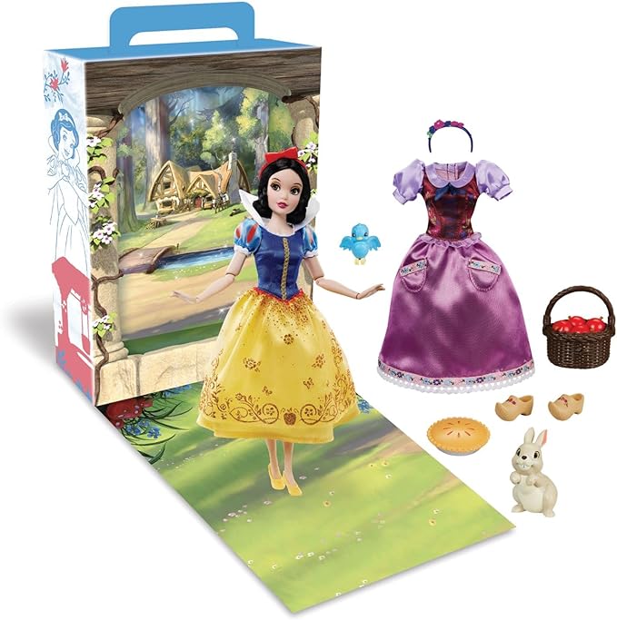 Disney Store Official Snow White Story Doll, Snow White and The Seven Dwarfs, 11 Inches, Fully Posable Toy in Glittering Outfit - Suitable for Ages 3+ Toy Figure