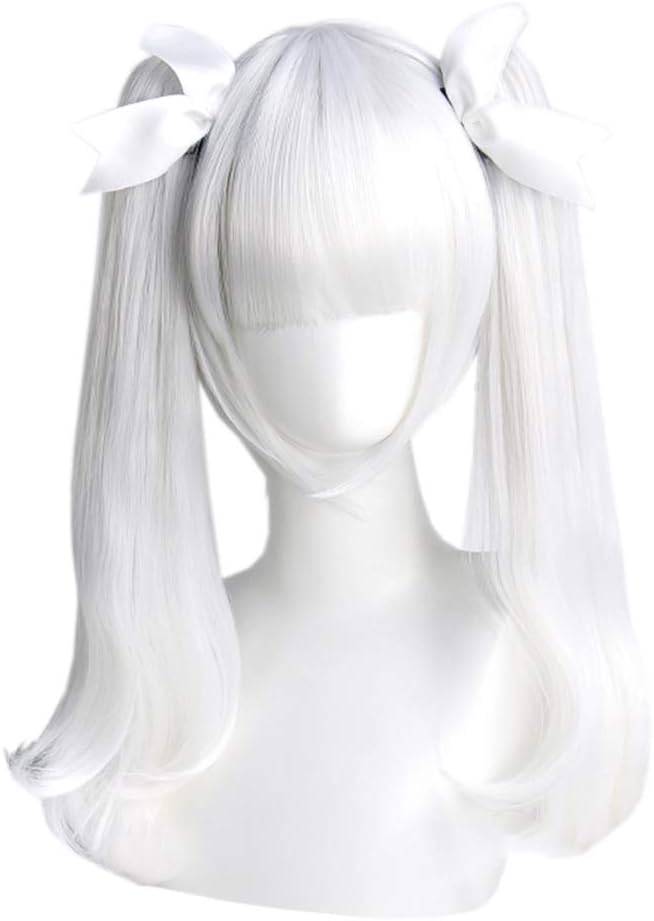 하라주쿠풍 GAL계열 내열위그 롤리타위그 코스프레 트윈 테일 세미롱 로리타 lolita풍 골드 핑크 브라운 흰 하늘색 꿈 귀엽다 스트레이트 감은 머리 그라데이션 작은 얼굴 여성 일상 파티 가장 가발 wig 실버C