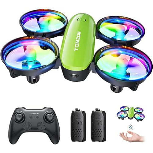 드론 어린이용 LED 라이트 장착 Tomzon 100g 미만 미니 드론 손 던지기 내던지기 비행 공중제비 360°회전 서클비행 원키 이륙 헤드리스 모드 스피드 3단계 모드 1/2 전환 가능 360° 보호 커버 실내용 소형 토이 드론 축하 선물 생일 선물 국내인증필