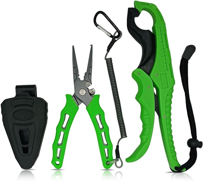 WARM COLD Fish Lip Grippers with Missing Rope,Fishing Pliers,Saltwater Resistant Fishing Gear, Line Cutter,Tools Set Gifts for Men