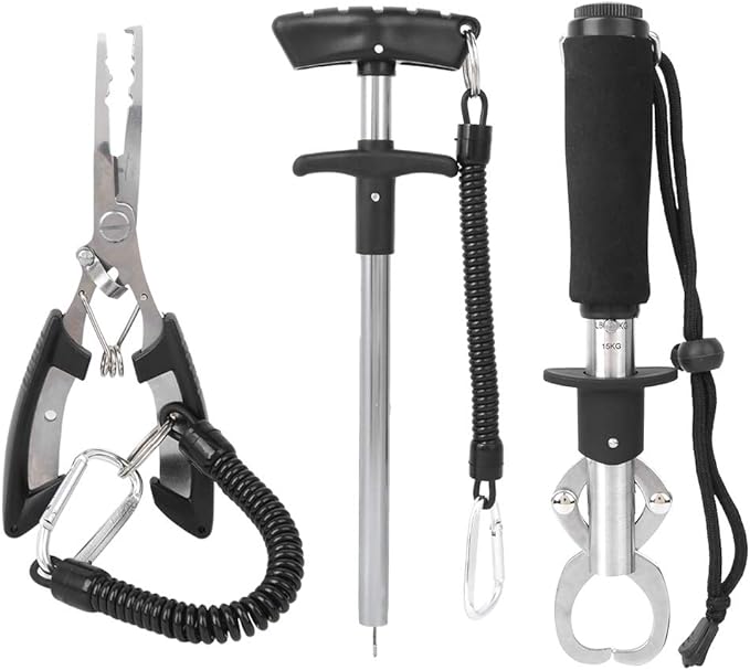 Bnineteenteam Fishing Pliers & Fish Lip Gripper & Fish Hook Remover Multifunction Combination Fishing Tool Kit Fishing Gifts for Men