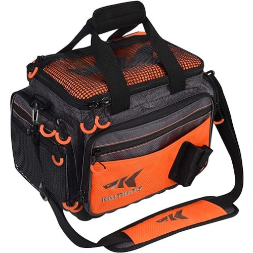 KastKing Fishing Gear & Tackle Bags, Saltwater Resistant Large Waterproof Bag,Medium-Hoss(Without Trays, 15x11x10.25 Inches), Orange