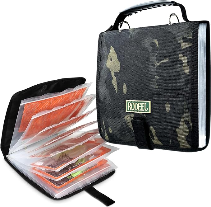 Rodeel Fishing Tackle Binder,Sea Fishing Organized Storage Rig Bag for Baits，Rigs，Jigs and Lines,8.5x8.5x1.1 Inches，Suitable for Fresh Water and Saltwater