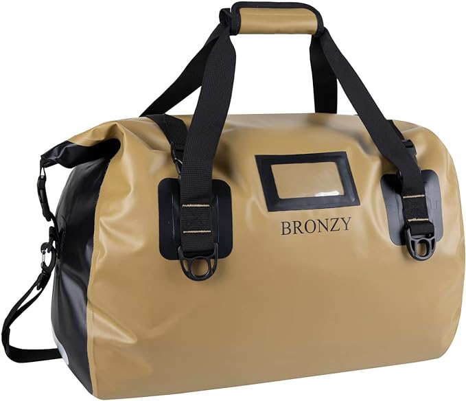 BRONZY Waterproof Duffel Bag 50L Dry Duffle Bag Heavy Duty Bag,Durable Straps And Handles,Large Space,Heat Seal Finishing For Camping,Kayaking,Rafting,Boating,Travel