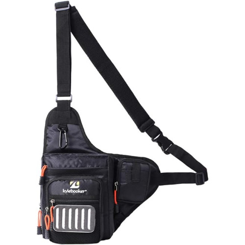 Kylebooker Fishing Tackle Gear Accessory Bag Fishing Organizer Sling Pack (Black)