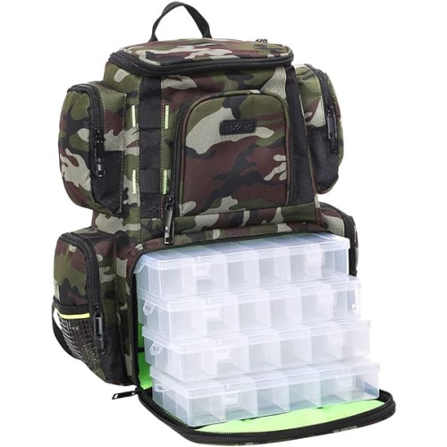 Lixada Fishing Tackle Backpack Multifunctional Utility Bag Large Waterproof Storage with 4 Trays Box