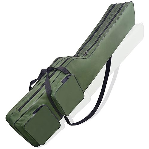 JSHANMEI Fishing Pole Bag 4.27ft Fishing Rod Case Organizer Waterproof Fishing Tackle Storage Bag Travel Case, Oxford Large Capacity Fishing Gear Rod Bag Gifts for Men