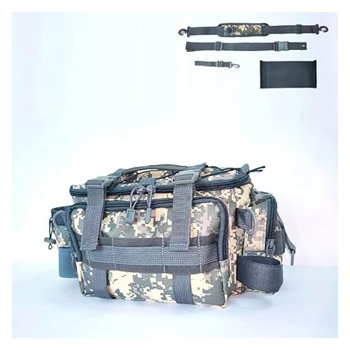 XNxingnuo Fishing Tackle Bag, Water-Resistant Fishing Bag，Outdoor Fishing Storage Pack, Cross Body Sling Bag shoulder bag, waist bag （grey）