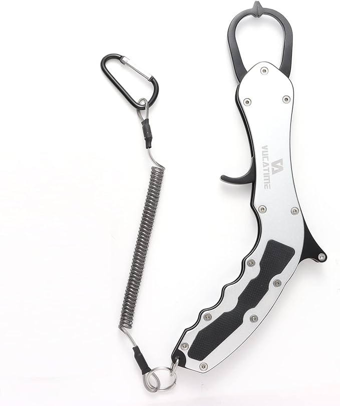 VUCATIME Fish Lip Gripper, 110 Pound Professional Heavy Duty Fish Grabber Gripper, Aluminium Fish Gripper Saltwater, Lip Grippers Fishing, Fishing Pliers, Fishing Gripper with Lanyard