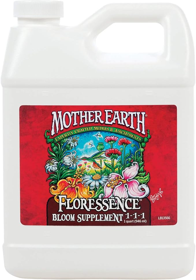 Mother Earth Floressence Bloom Supplement 1-1-1 Liquid Plant For Flowering And Fruiting Plants, Quart