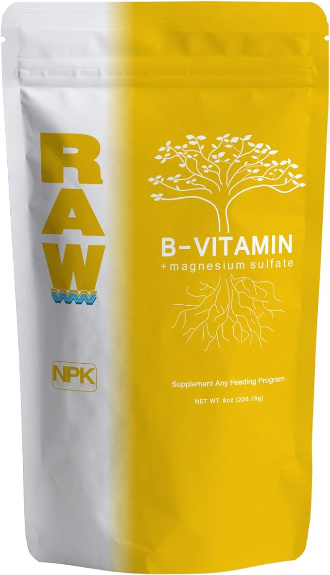 RAW B-Vitamin 8oz - Plus Magnesium Sulfate Bio-Stimulant and Mineral Supplement to Reduce Stress Damage
