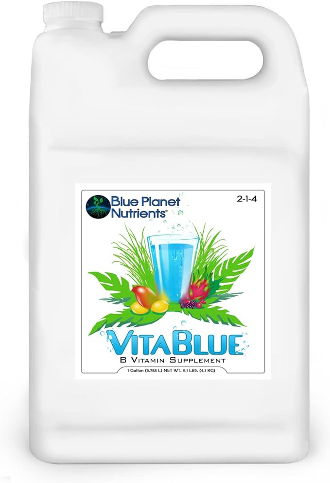 VitaBlue Complete B-Vitamin Supplement for Plants (128 oz) Gallon Concentrated All Purpose Formula & Gardens Blue Planet Nutrients