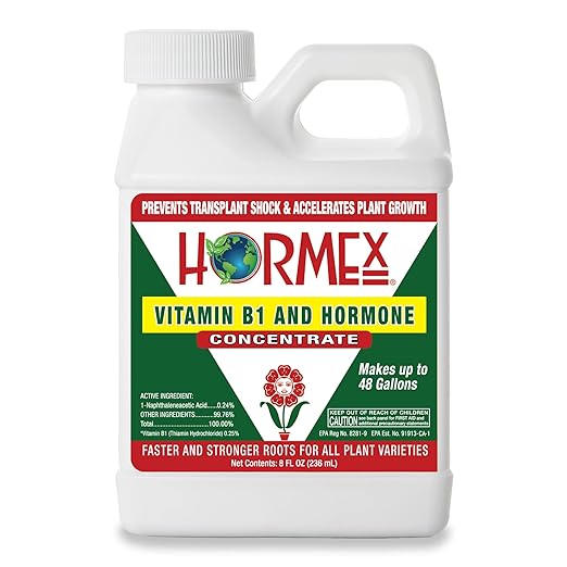 Hormex Vitamin B1 Rooting Hormone Concentrate - for Hydroponics, Aeroponics, Established Plants, Cuttings and More, Indoor Outdoor Plant Growth Stimulator (8oz)