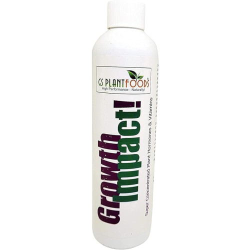 Growth Impact Super Concentrated Vitamin Solution - GS Plant Foods Liquid All Purpose Nutrition Vitamins and Hormones for Types of Plants, Trees or Turf (8oz)