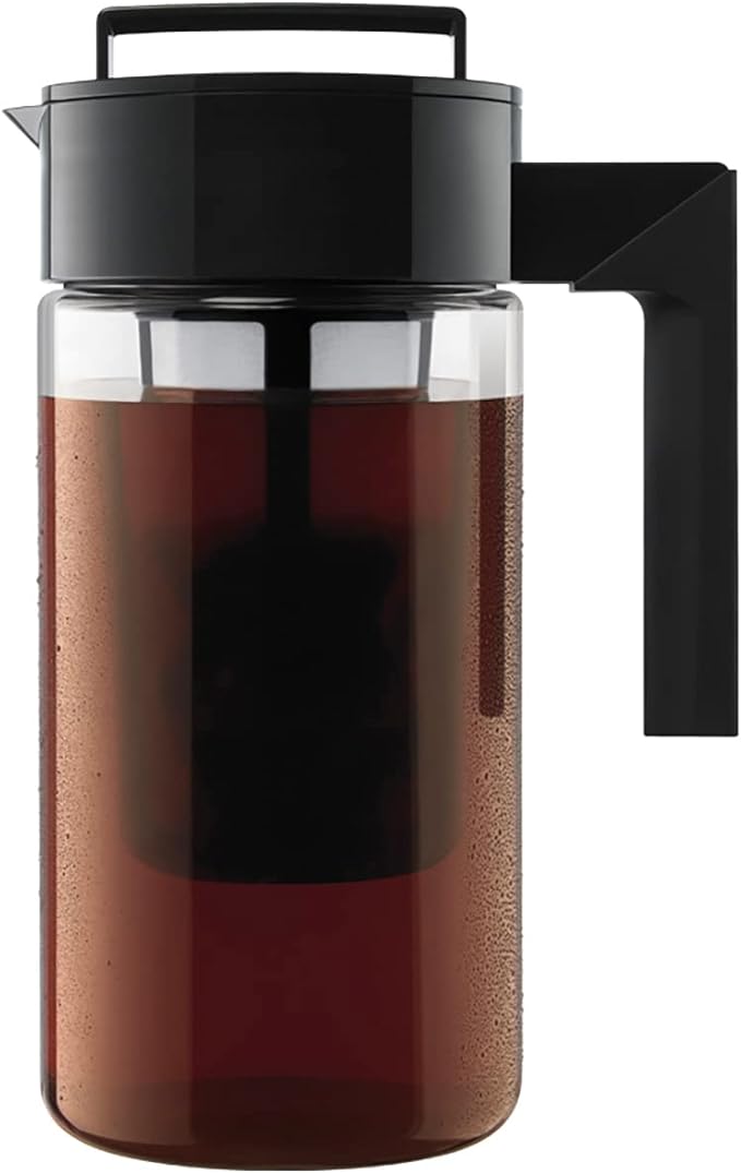 Takeya Cold Brew Coffee Maker with Black Lid Pitcher, 1 qt