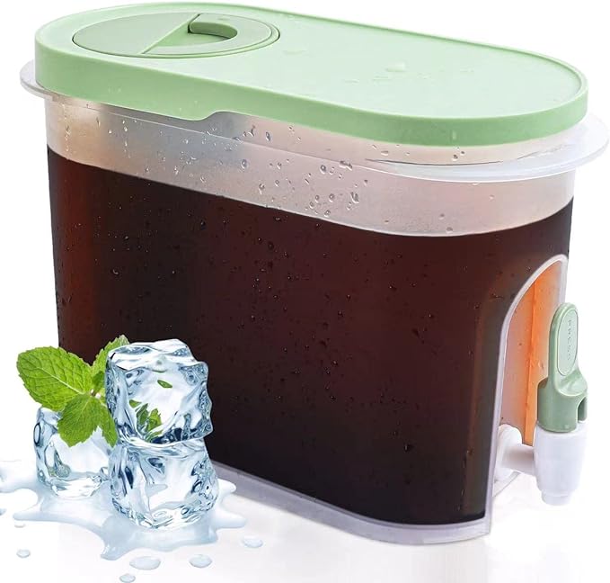 Xmamerce 3/4 Gallon Cold Brew Coffee Maker with Stainless Steel Mesh Filter,BPA Free Plastic Drink Dispensers Beverage Juice Dispenser With Infuser Containers and A Spigot For Parties(Green)