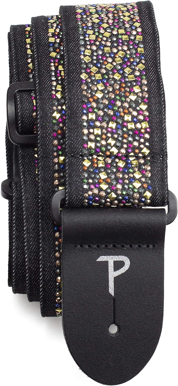 Perri's Leathers Ltd. - 기타줄 - 나일론 - 멀티컬러 큐빅 - 블랙 - 조절가능 - 어쿠스틱/베이스/일렉트릭기타용 - 캐나다제 (TWSR-7108)