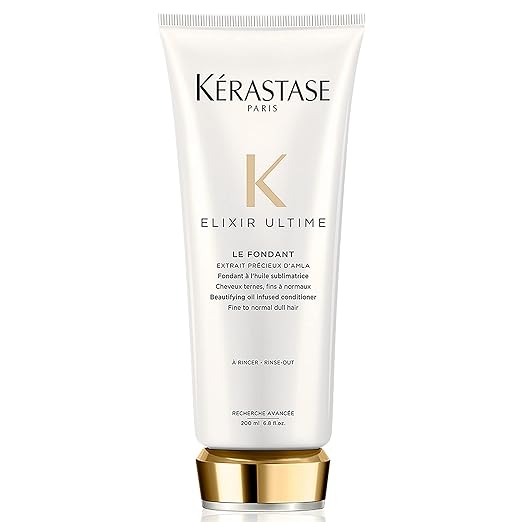 KERASTASE Elixir Ultime Oil-Infused Conditioner | For Normal to Dry Dull Hair | Anti-Frizz & Shine Activating | With Camellia & Argan Oils | Le Fondant | 6.8 Fl Oz