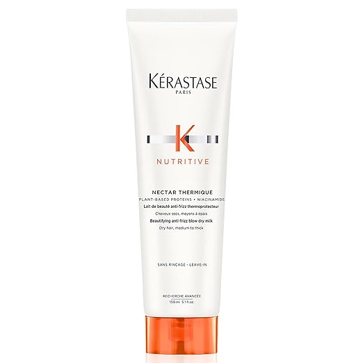 Kerastase Nutritive Nectar Thermique Heat Protecting Leave-In Cream | Deeply Condition and Reduce Frizz | Instant Softness & Shine | With Plant-based Proteins | For Medium to Thick Dry Hair