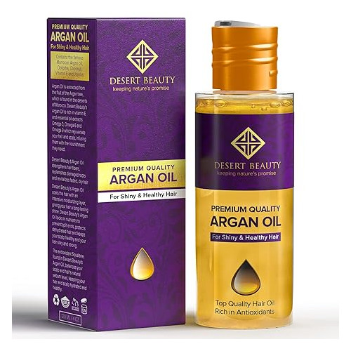 Premium Argan Oil for Hair, Hair Oil Treatment for Dry Damaged Hair, Leave in Hair Growth Oil (120 ML/4 OZ) Moroccan Oil Formula for Conditioning & Hair Loss Prevention by Desert Beauty