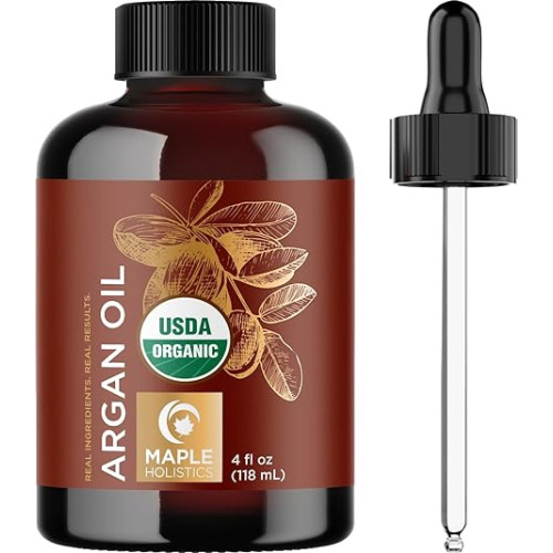 Certified Organic Argan Oil of Morocco - Organic Argan Oil for Hair Skin and Nails Cold Pressed and Unrefined - Organic Argan Oil for Face and Body Care and Organic Hair Oil for Dry Damaged Hair