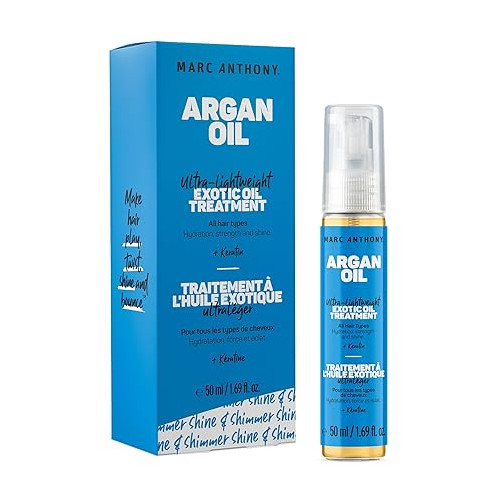 Marc Anthony Exotic Argan Oil Treatment with Keratin - Ultra-Lightweight Hair Oil Treatment Hydrates & Strengthens for Shiny, Healthy-Looking Hair for All Hair Types - Sulfate & Paraben Free