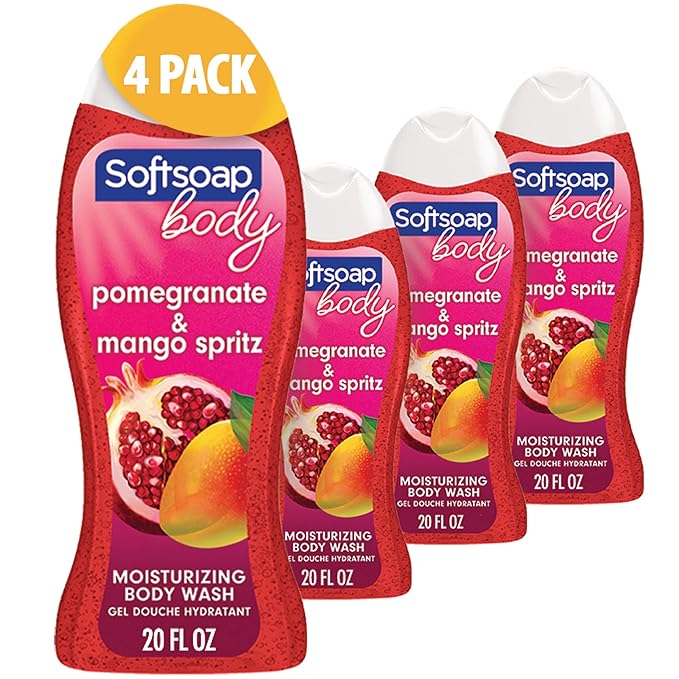 소프트솝 바디 워시 세트 Softsoap Body Wash, Pomegranate & Mango Spritz Body Wash, 20 Fl Oz (Pack of 4)