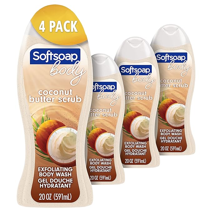 소프트솝 바디워시 세트 Softsoap Body Wash, Coconut Butter Scrub , Exfoliating Body Wash, 20 Ounce, 4 Pack