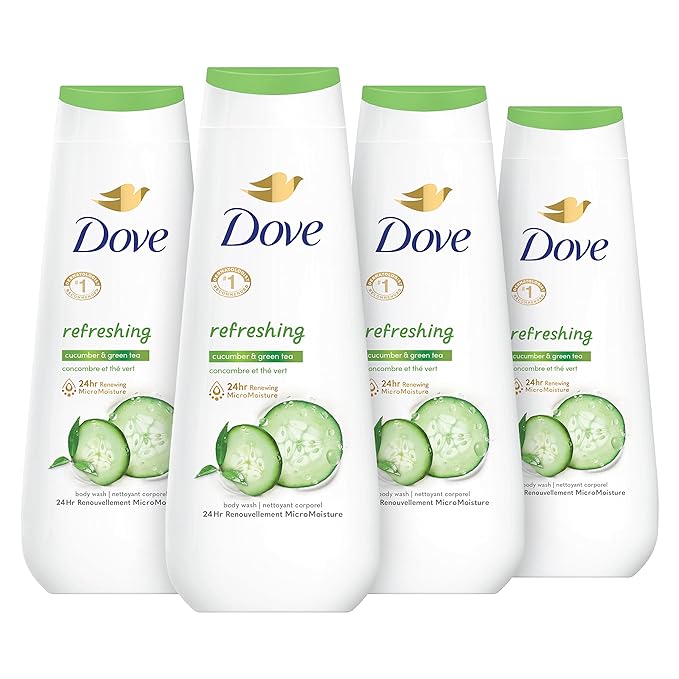 도브 바디워시 세트 Dove Body Wash Refreshing Cucumber and Green Tea 4 Count Refreshes Skin Cleanser That Effectively Washes Away Bacteria While Nourishing Your Skin 20 oz