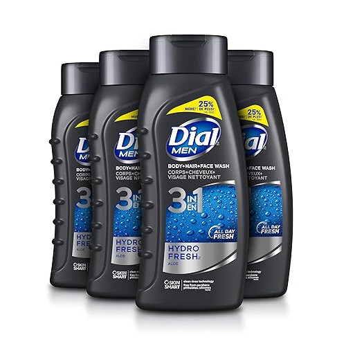 Dial Men Hair + Body Wash, Hydro Fresh, 20 fl oz (Pack of 4)