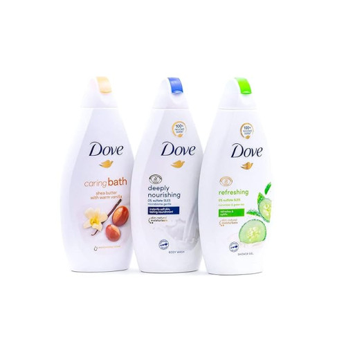도브 바디워시 세트 Dove Body Wash Variety Pack- Shea Butter with Warm Vanilla, Deeply Nourishing and Cucumber & Green Tea - 16.9 Ounce / 500 Ml (Pack of 3) International Version