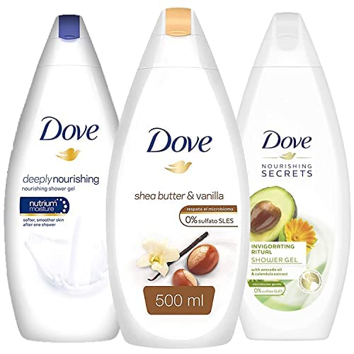 도브 바디워시 세트 Dove Variety Pack Body Wash, Shea Butter, Glowing Ritual Lotus Flower, and Invigorating Ritual Avacado Oil for Pampering and Softening Skin, Natural Moisturizers, 16.9 Ounces Each, 3 Count