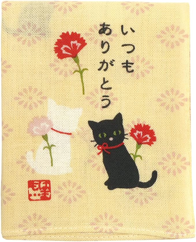 하마몬요 한 마디 도장 항상 고마워 고양이 손수건