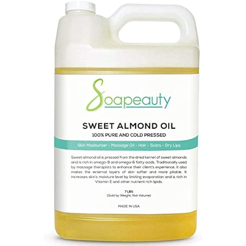 Soapeauty 스위트 Almond Oil Cold Pressed Refined 100% Pure oil Available Bulk Carrier Essential Oils Skin Face Hair Soap Making 7 Lb