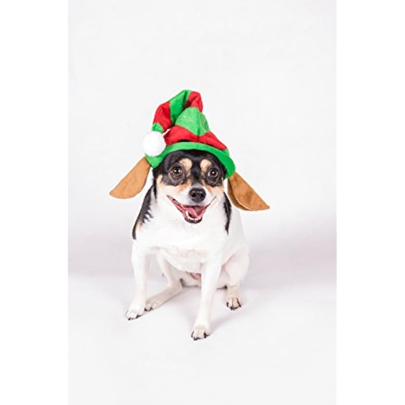 Clever Creations Christmas Elf Hat Ears Pet Costume Dogs Cats Festive Holiday Apparel Medium Breeds