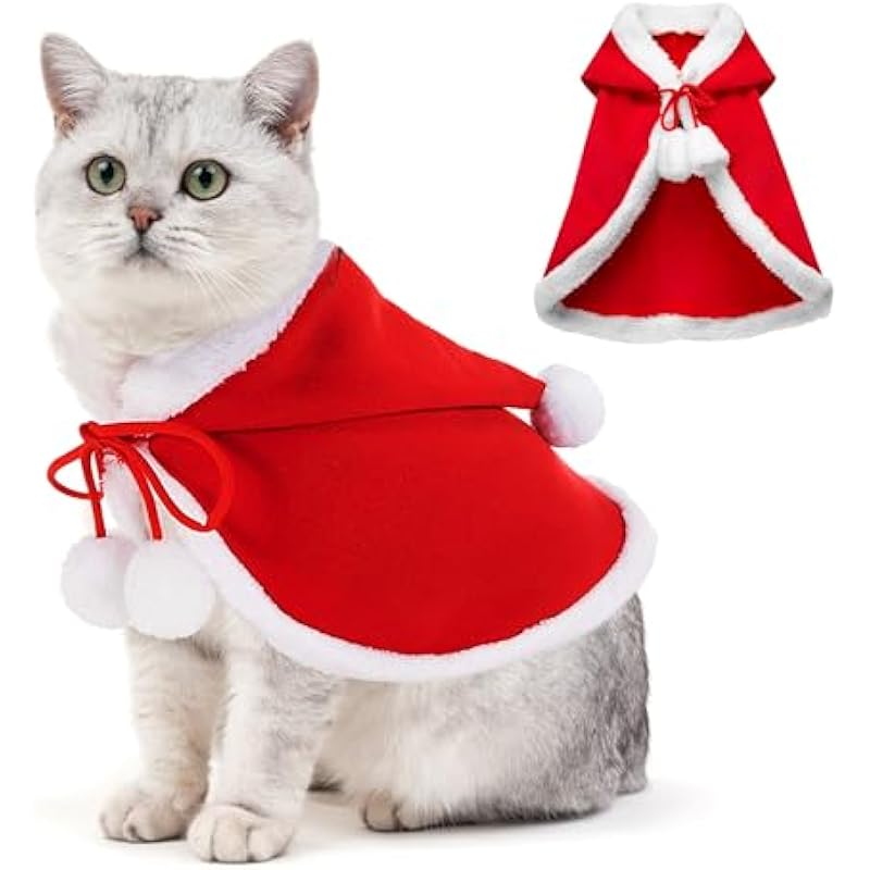 Cat Christmas Cape Dog Soft Thick Xmas Cloak Hat Pets Costume Dogs Cats Santa Claus Outfits Goose Rabbit Funny Pet Dress Up
